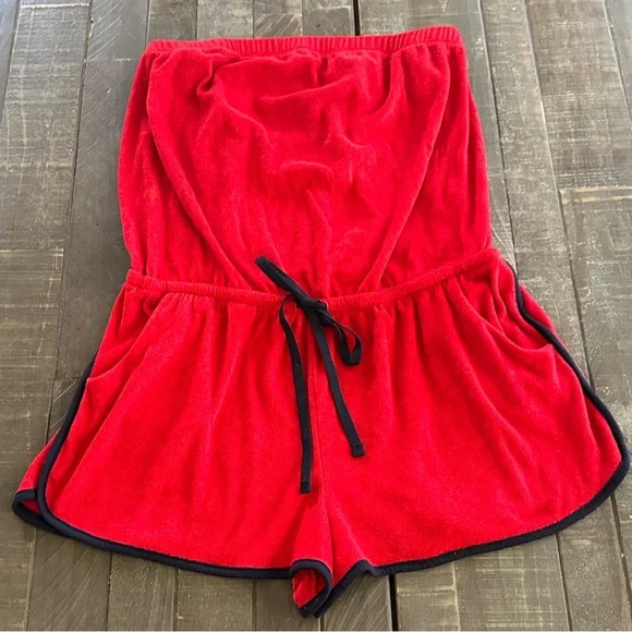 Terry Romper in Brilliant Red & Navy from No Boundaries Juniors’ XL (15-17) - Picture 3 of 13